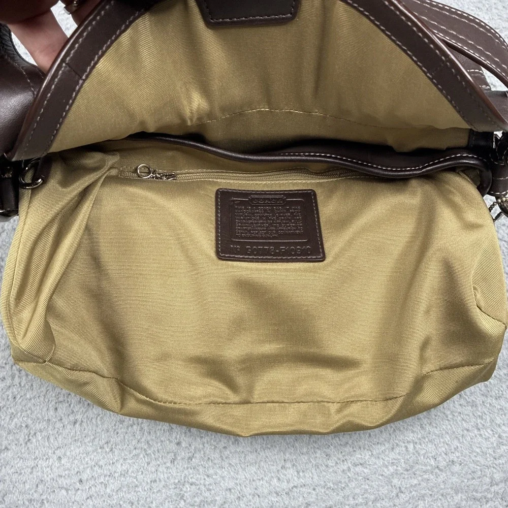 Vintage Coach Soho Y2K Leather Buckle Flap Shoulder Bag Brown Purse F10910